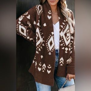 CLEARANCE NWOT Ethnic Pattern Open Front Cardigan, Casual
